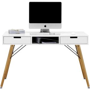 Schreibtisch In Weiß/braun Massiv